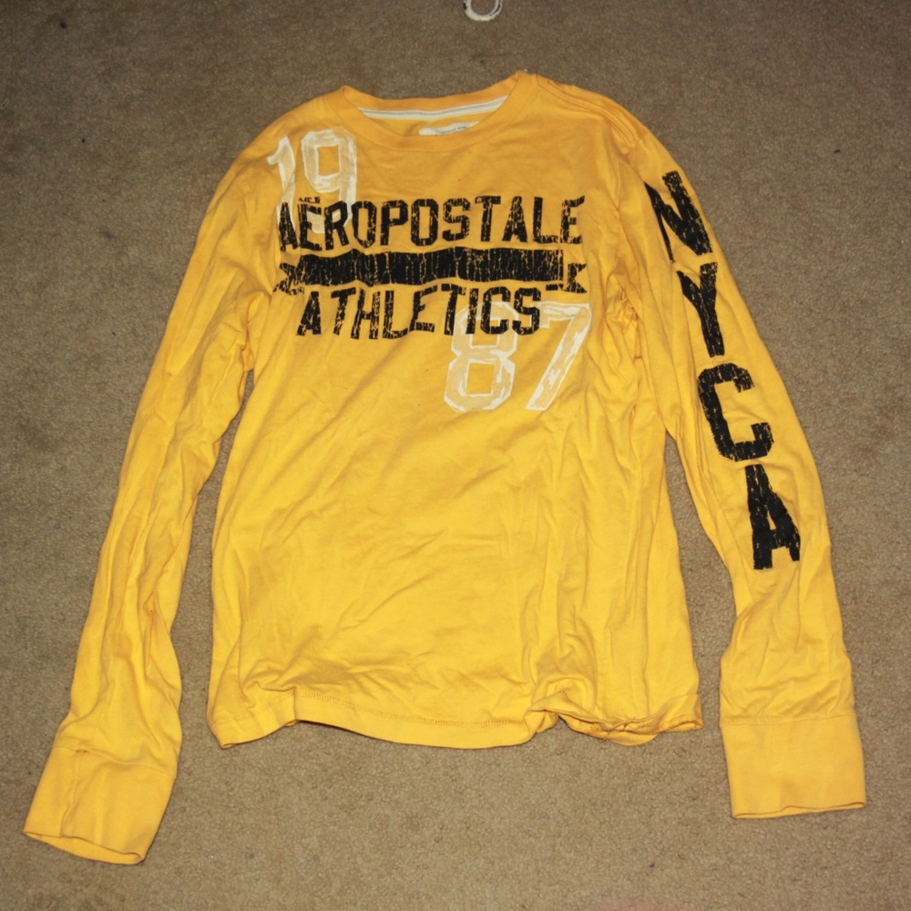 Aeropostale Yellow Long Sleeve "Athletics" Tee